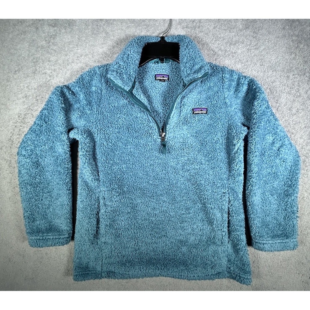 Patagonia Los Gatos Girls Large 12 Blue Fleece 1/4 Zip Pullover Jacket Youth